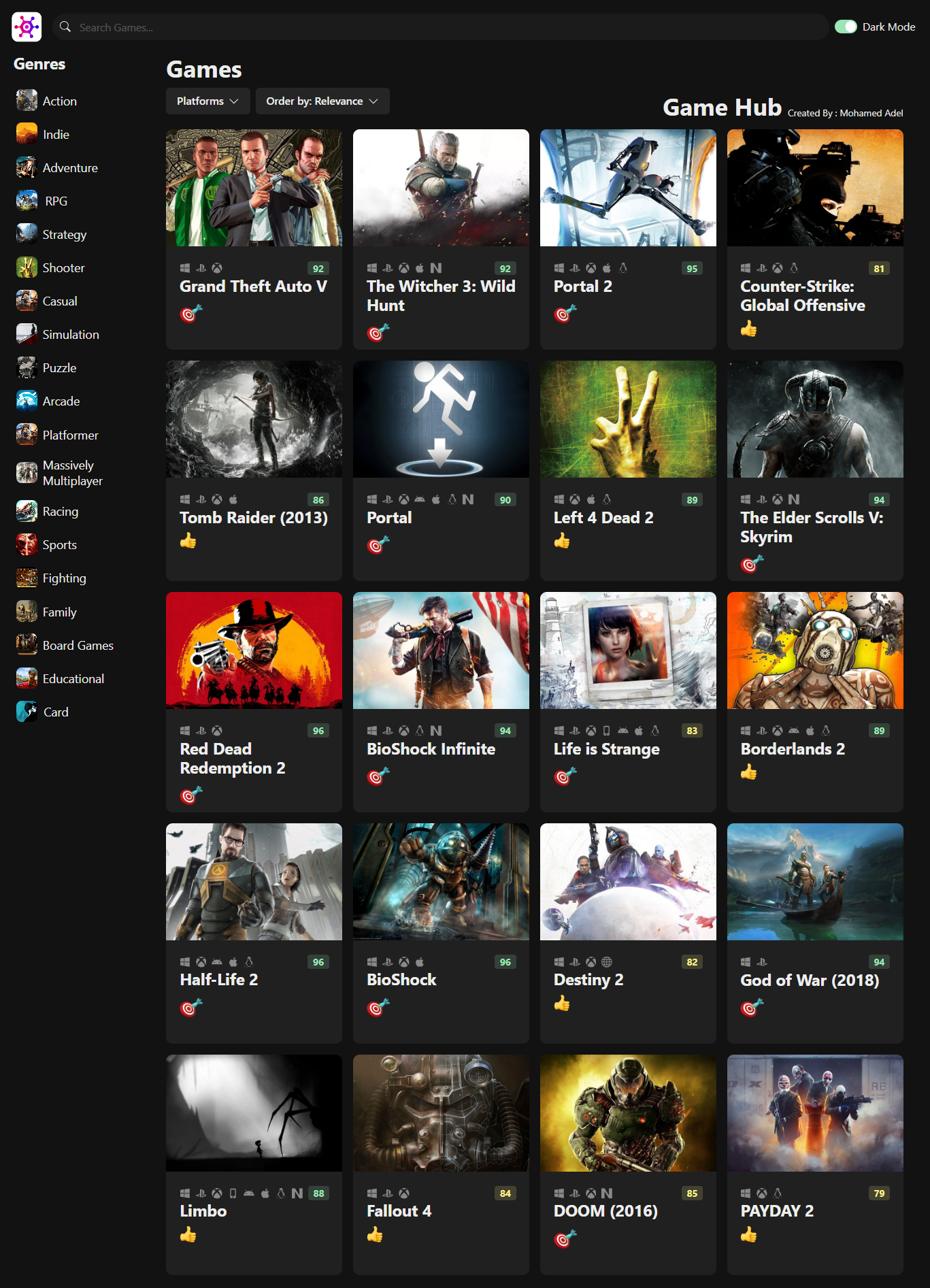Game Hub (React + TypeScript)